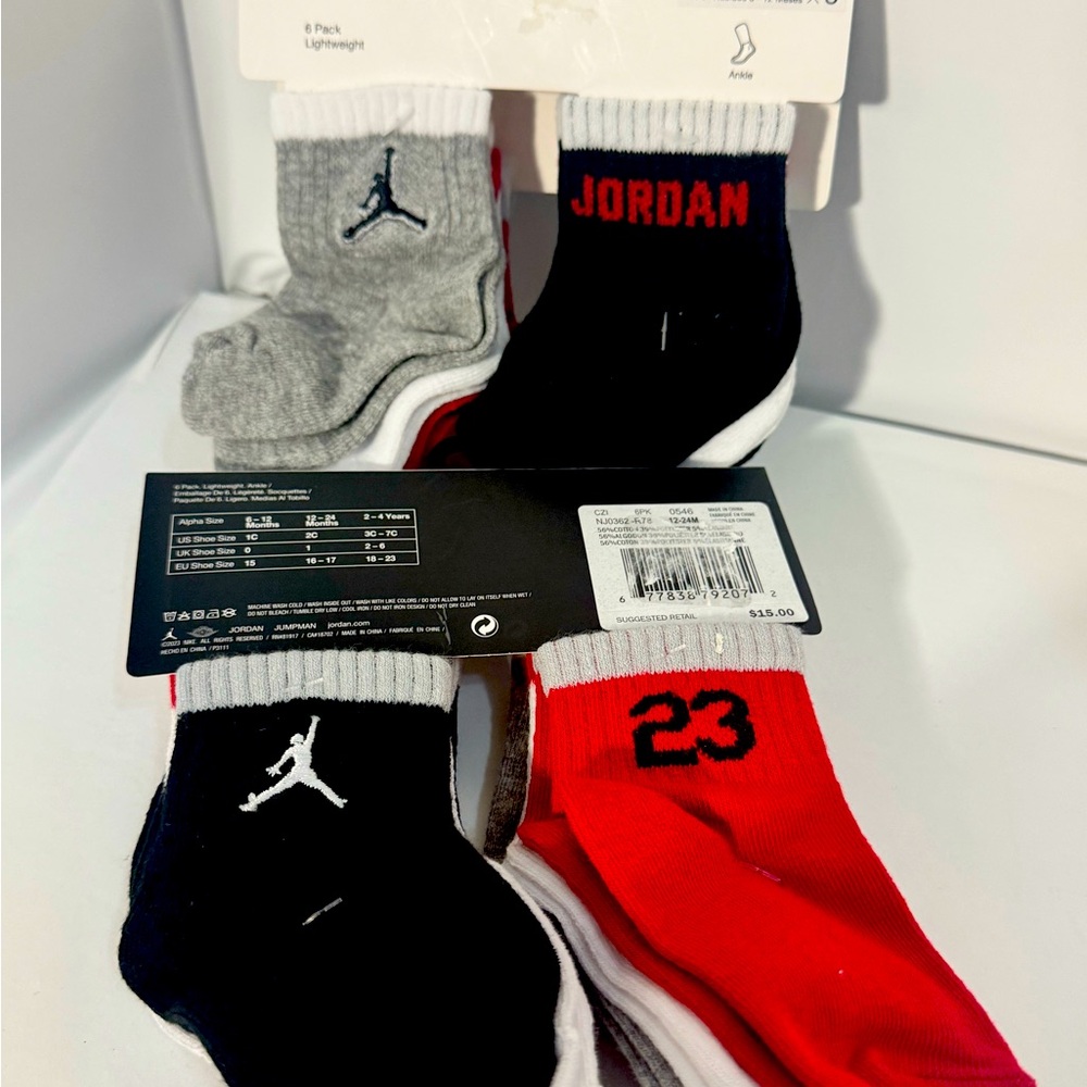 Jordan Infant Athletic Socks 6-Pack - 12 pairs in all.